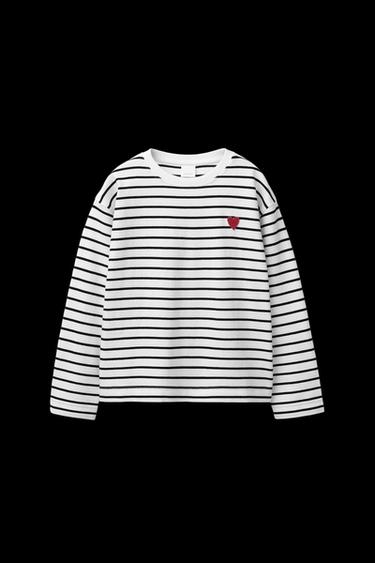 STRIPED HEART T-SHIRT - Stripes by Zara - Image 0