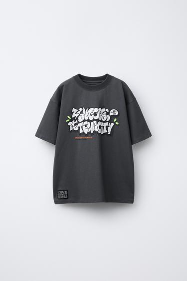 CAMISETA ESTAMPADA GRAFFITI - Gris antracita de Zara