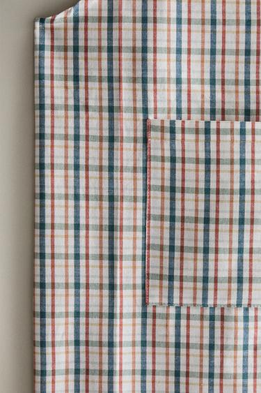 Zara CHECK COTTON APRON - Blue
