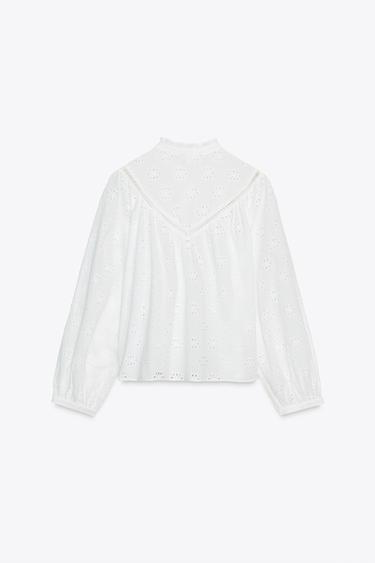 SHIRT WITH CUTWORK EMBROIDERY - White by Zara - Image 5