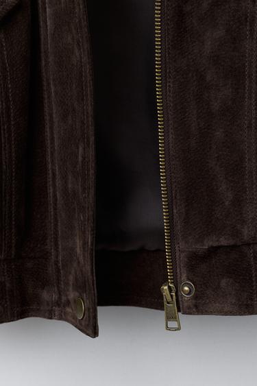 100% LEATHER JACKET - Chocolate by Zara - Image 6