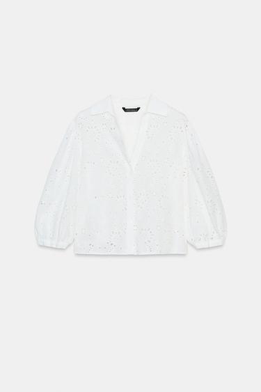 SHIRT WITH CUTWORK EMBROIDERY - White by Zara - Image 0