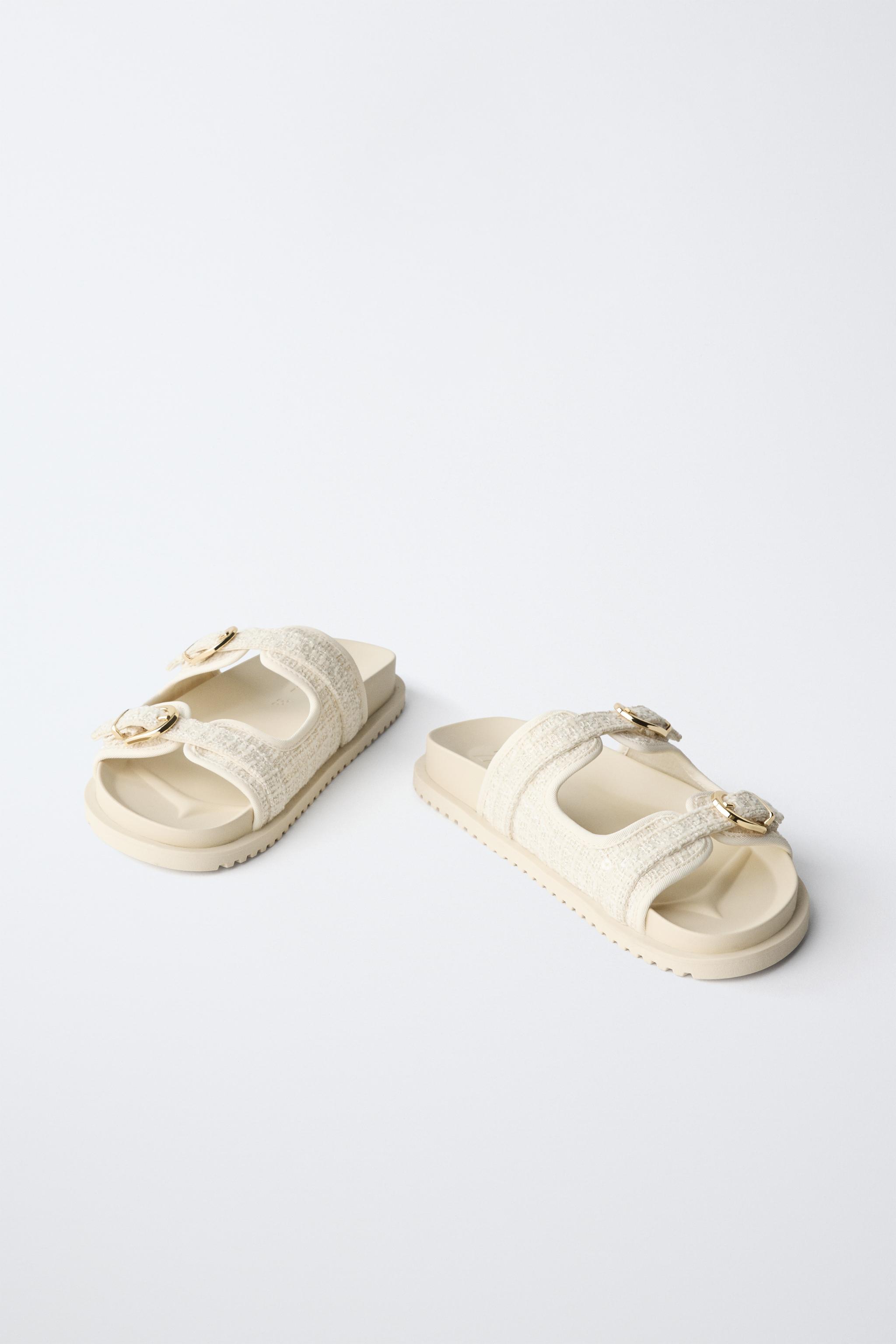 Детские сандалии Zara RAFFIA EFFECT BUCKLE SANDALS — фото 3