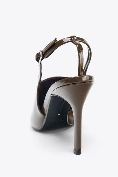 HIGH VAMP SLINGBACK SHOES - Taupe Grey by Zara - Image 4