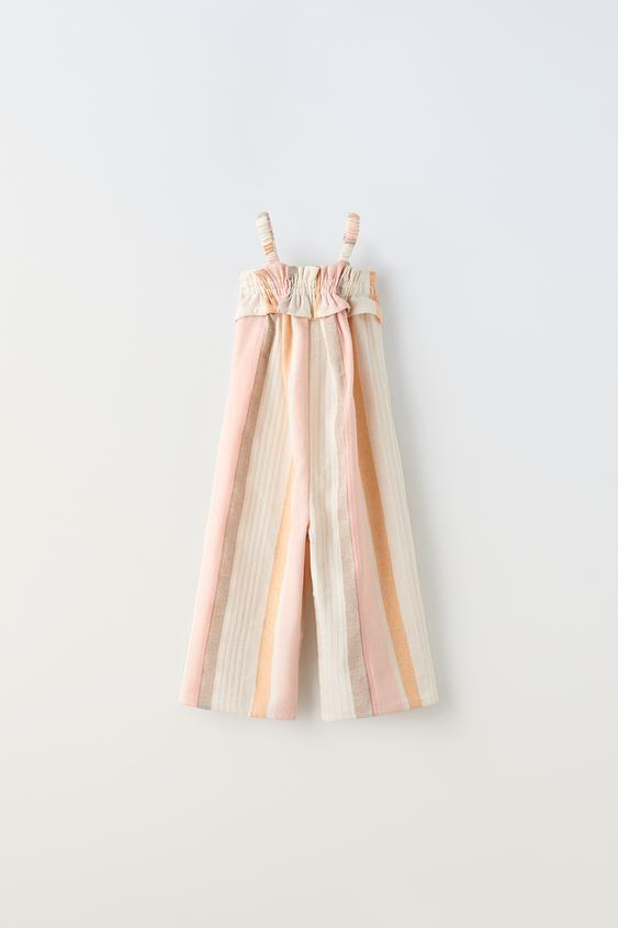 LONG STRIPED DUNGAREES - Ecru | ZARA United Kingdom