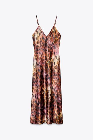 VESTIDO MIDI LENCERO - Leopardo de Zara - Imagen 0