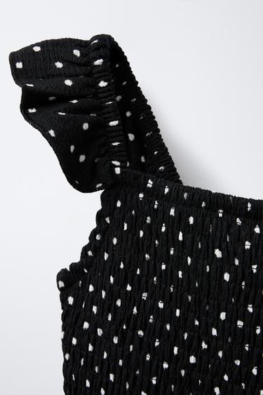 ROBE À EMPIÈCEMENTS À POIS - Écru / Noir de Zara - Image 2