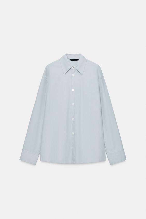 CHEMISE BOUTONS CONTRASTE ZW COLLECTION - Bleu / Gris de Zara - Image 4