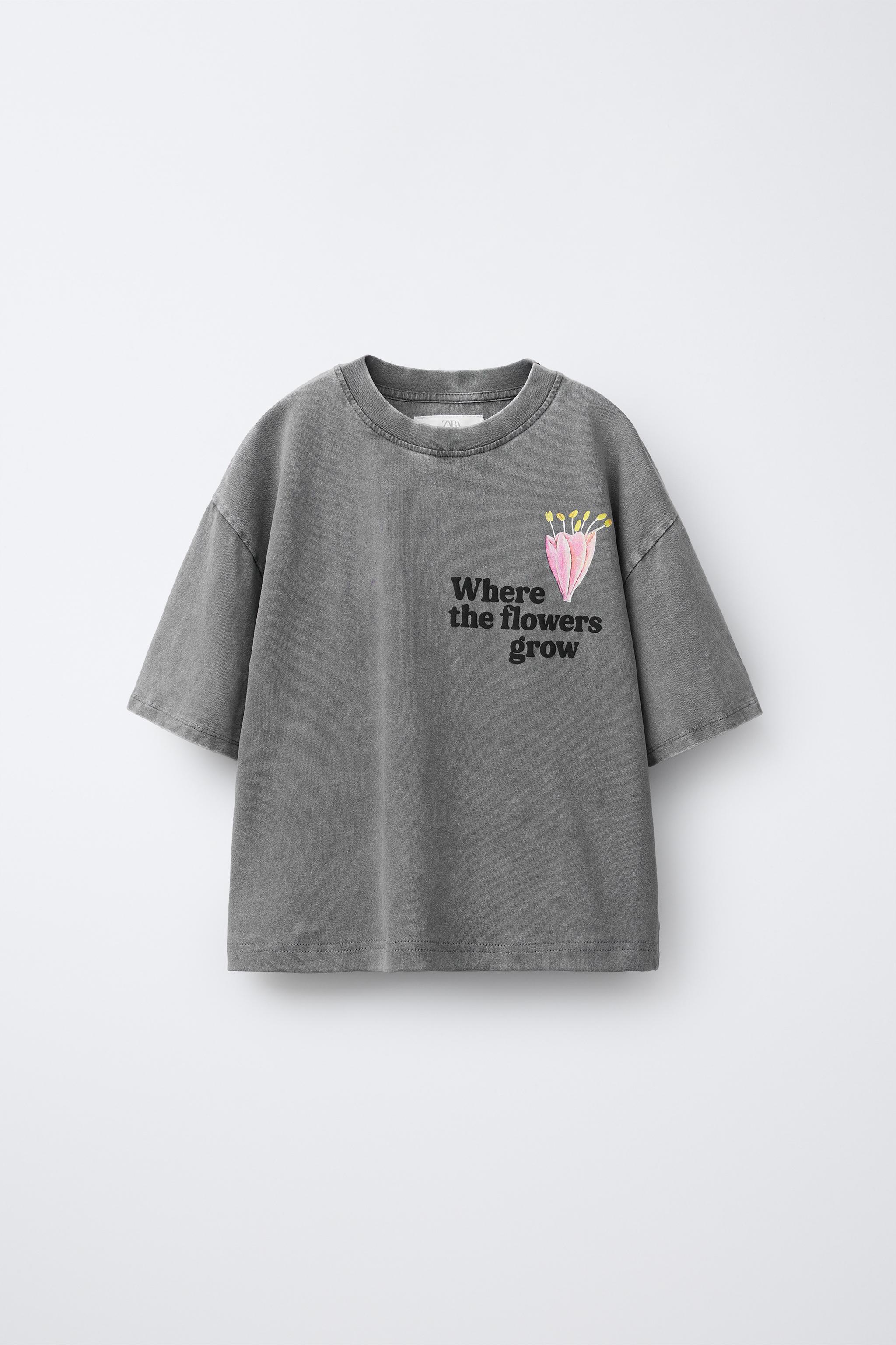 【100size】house on the hill Tシャツ　flower PRINTED T-SHIRT - Anthracite grey | ZARA Canada