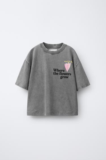 CAMISETA ESTAMPADO - Gris antracita de Zara - Imagen 0