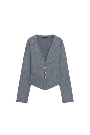 Zara SOFT BUTTON CARDIGAN - Mid-gray