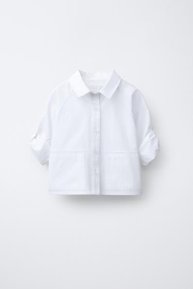 CROPPED SHIRT WITH POCKETS - White by Zara - Image 1