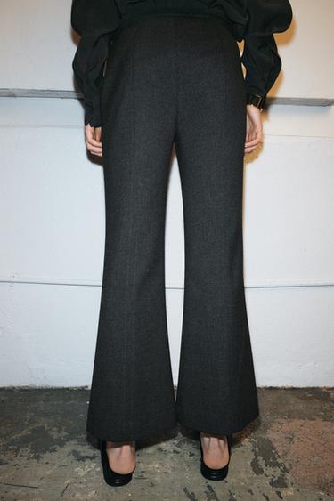 ZW COLLECTION CROPPED FLARE TROUSERS - Dark grey by Zara - Image 2
