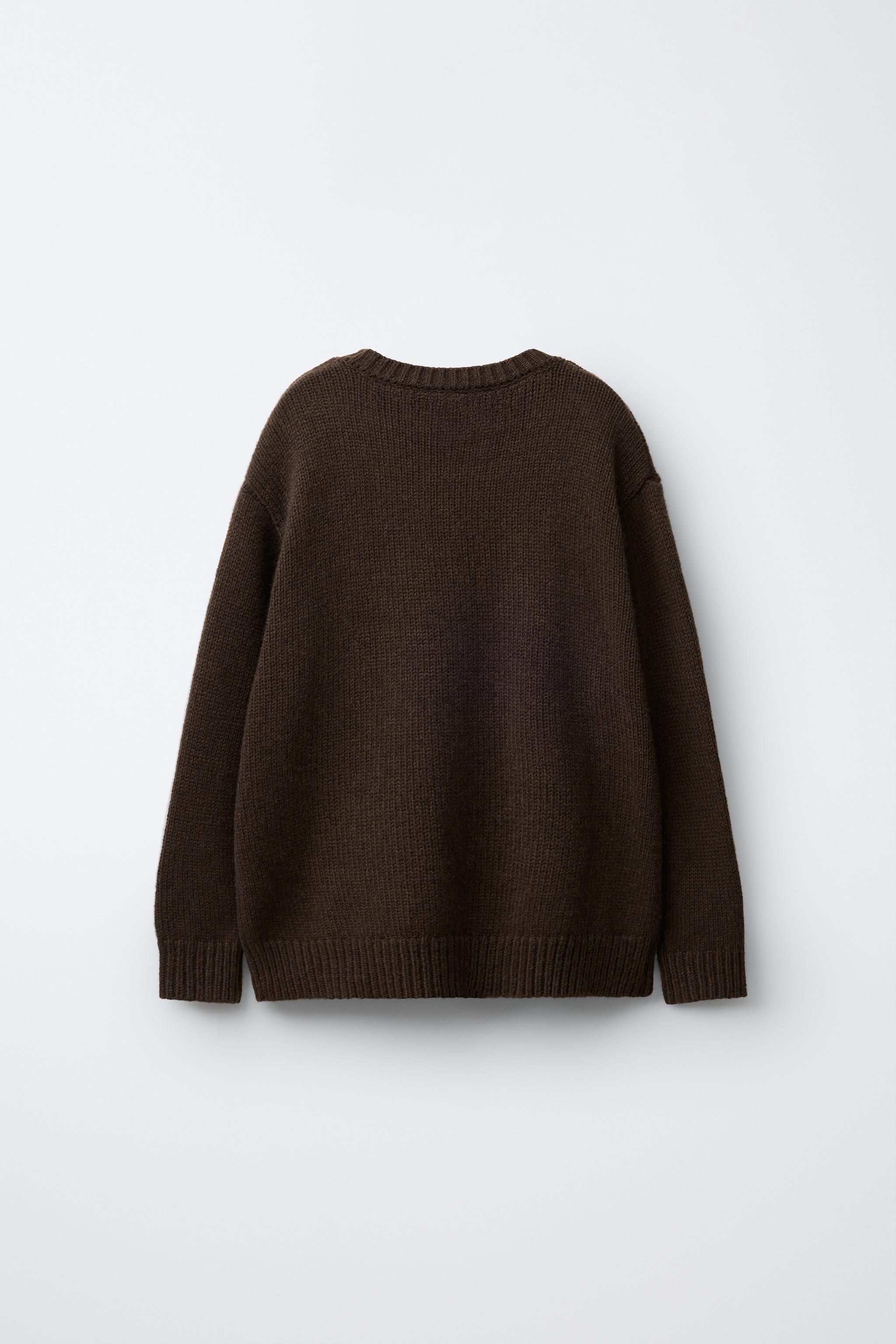 AGES 7-12/ WOOL BLEND KNIT JUMPER WITH EMBROIDERED REINDEER