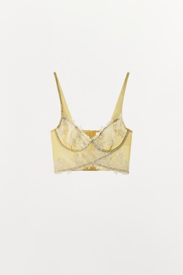 LACE UNDERWIRED CORSET BRA - Printed by Zara