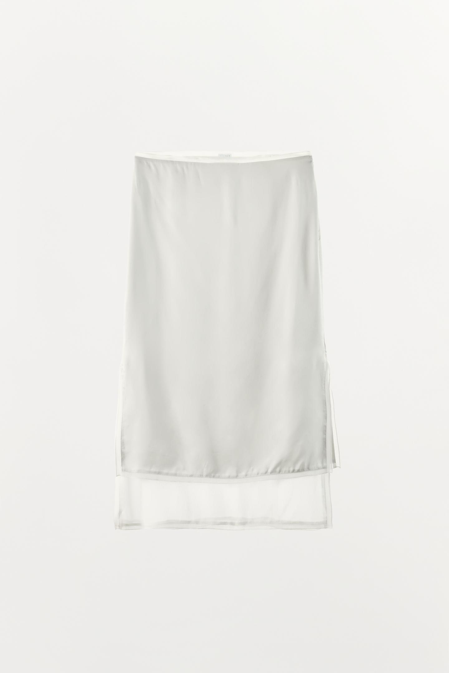 Женская юбка Zara Combined Satin MIDI, цвет: Пастельный синий — фото 6