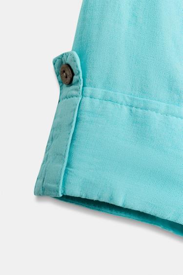 CHEMISE COURTE AVEC LIN - Turquoise de Zara - Image 7