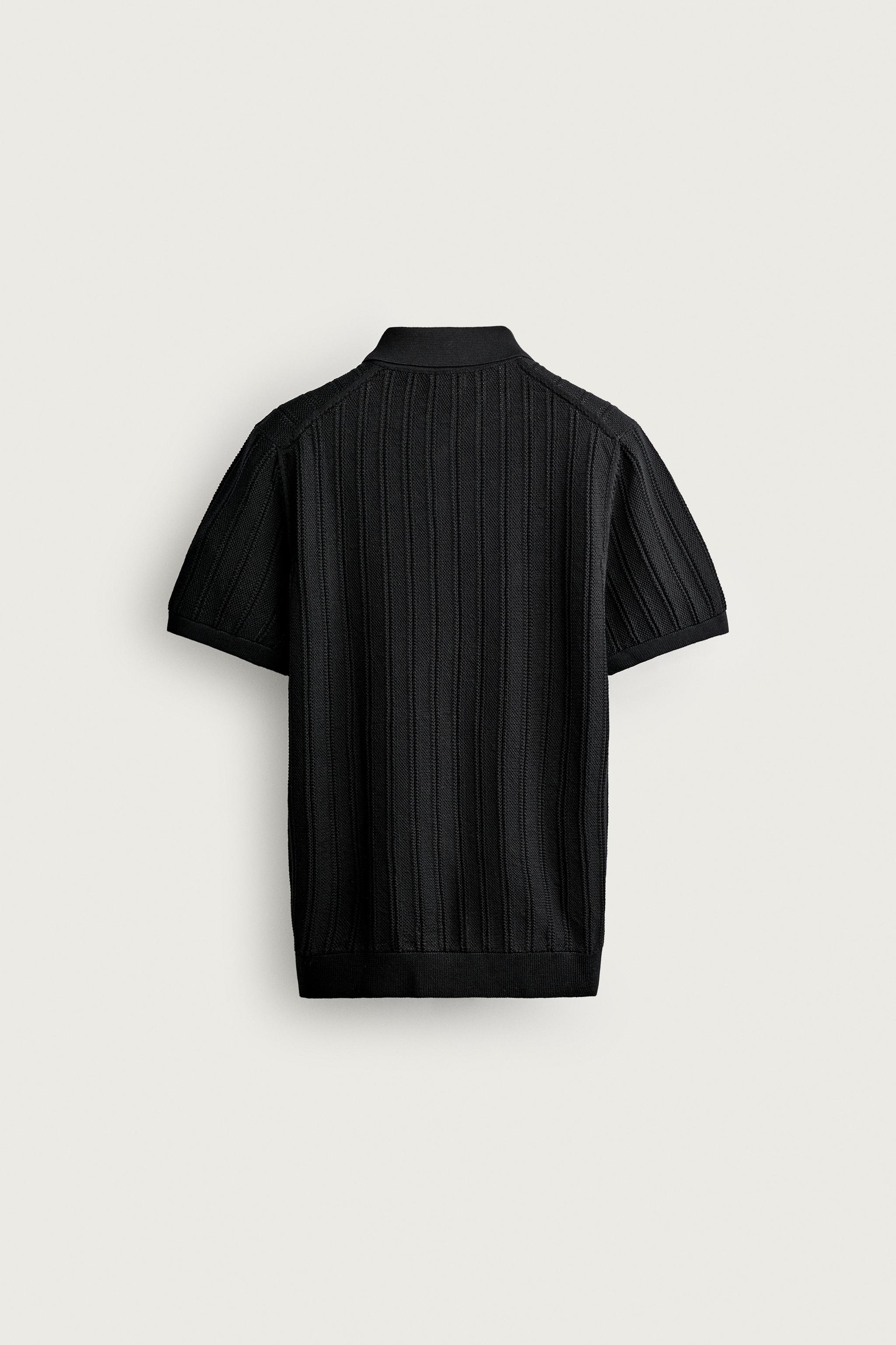 Мужские свитеры Zara OPEN-KNIT TEXTURED POLO — фото 8