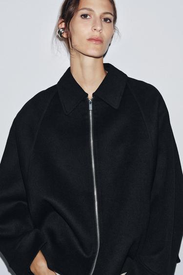 CASACO COM LÃ E FECHO DE CORRER ZW COLLECTION - Preto da Zara