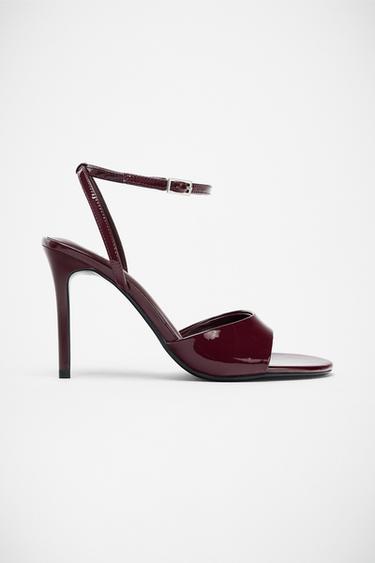 STRAPPY HEELED SANDALS - Burgundy Red by Zara