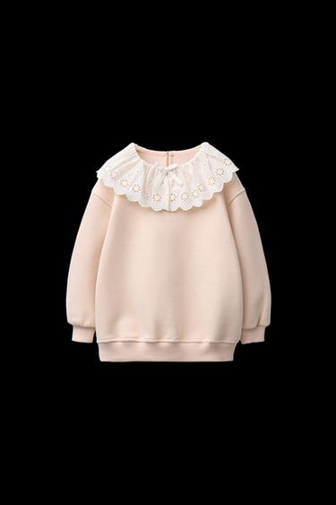 SWEATSHIRT MIT MATERIALKOMBINATION - Rosa pudrig von Zara - Bild 0