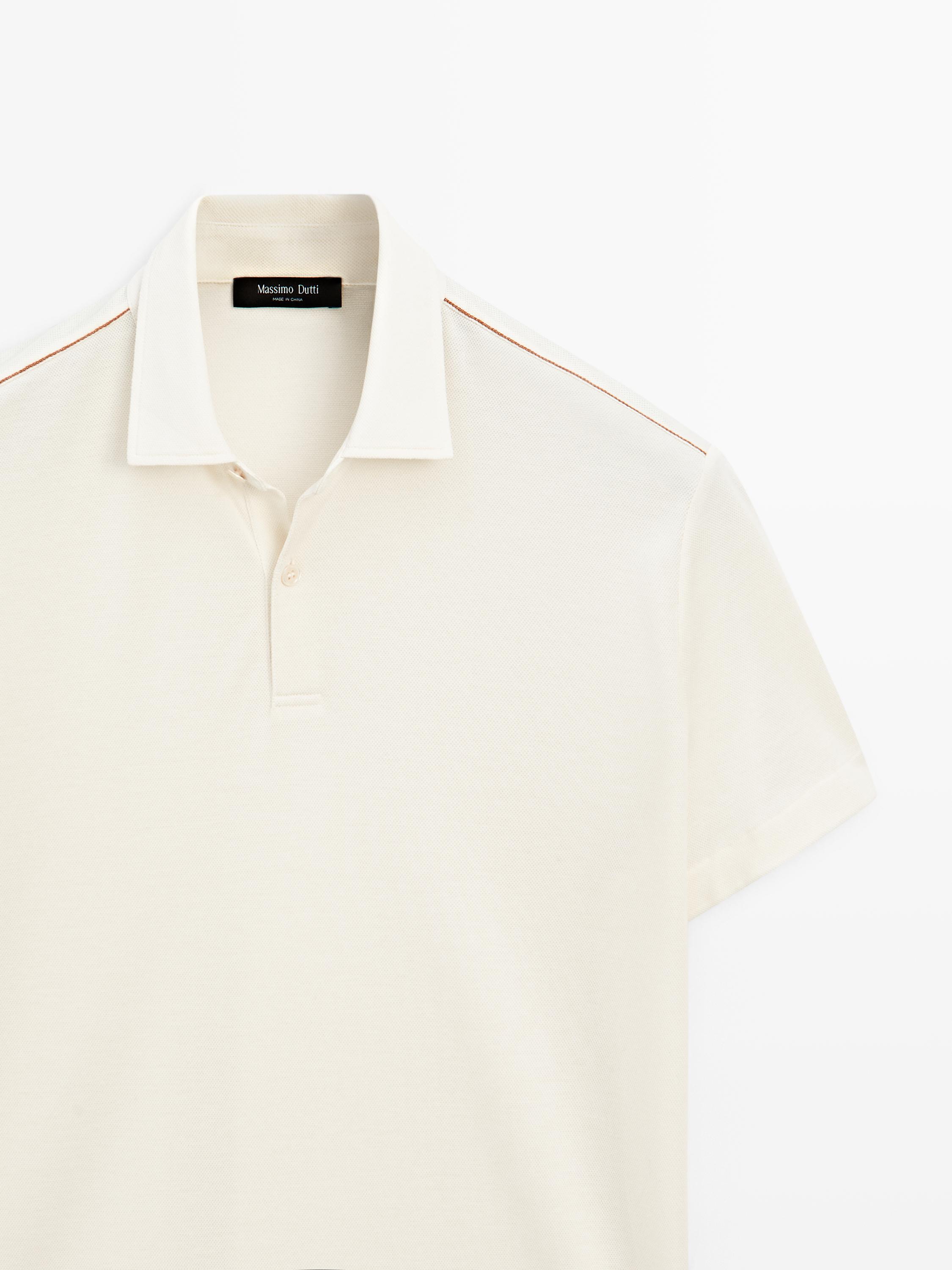 Short sleeve polo shirt with contrast seam detail