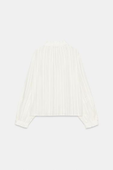 ROMANTIC LACE TRIM BLOUSE - Ecru by Zara - Image 6