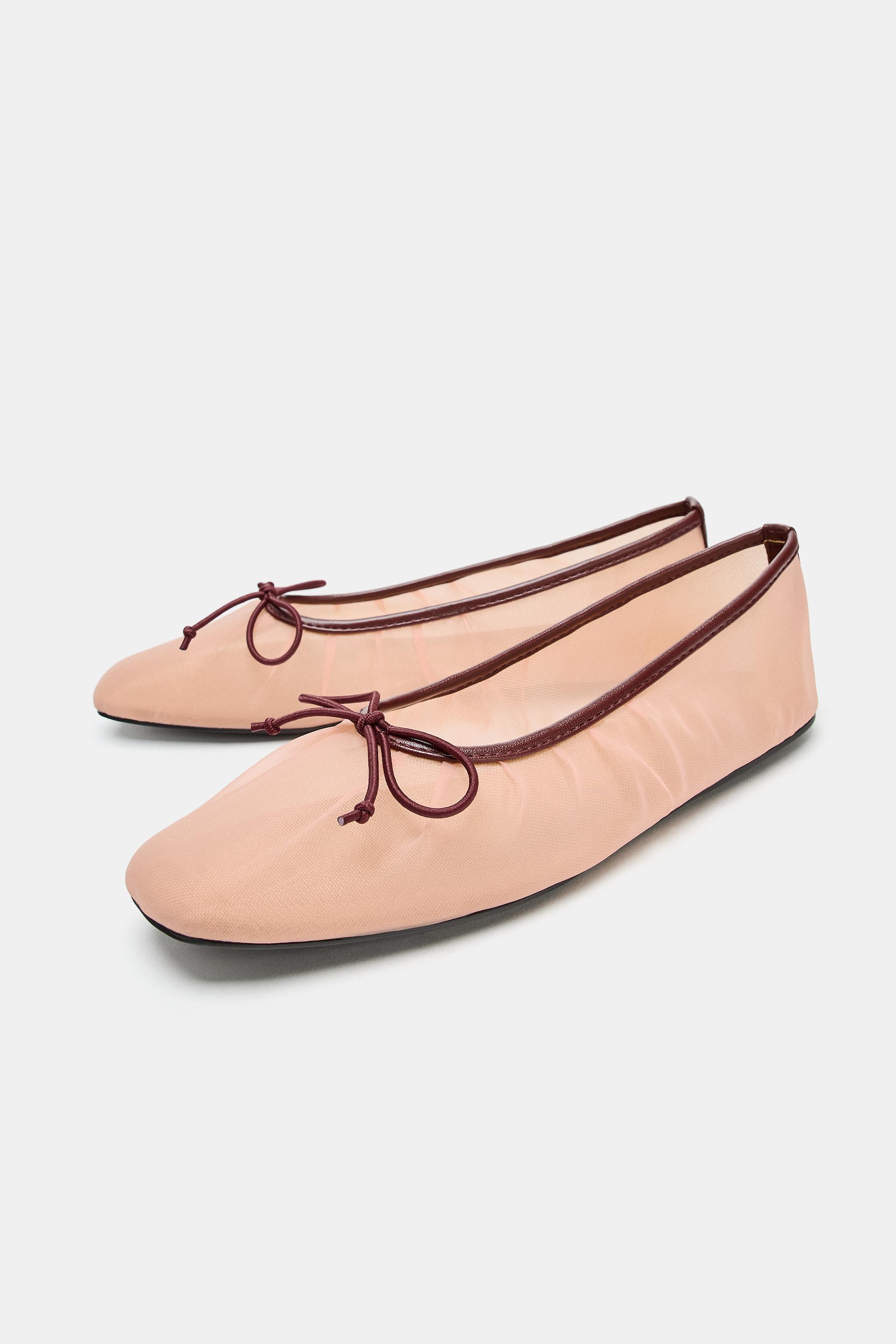 メッシュ リボン バレエシューズ - ピンク | ZARA Japan / 日本
