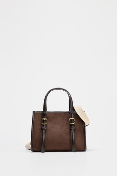 BOLSO MINI SHOPPER - Chocolate de Zara - Imagen 0