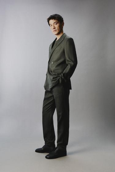 100% LINEN SUIT TROUSERS - Khaki by Zara - Image 3