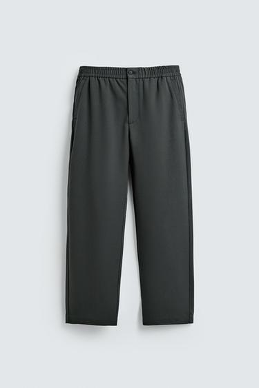 Zara REGULAR FIT JOGGER WAIST PANTS - Green