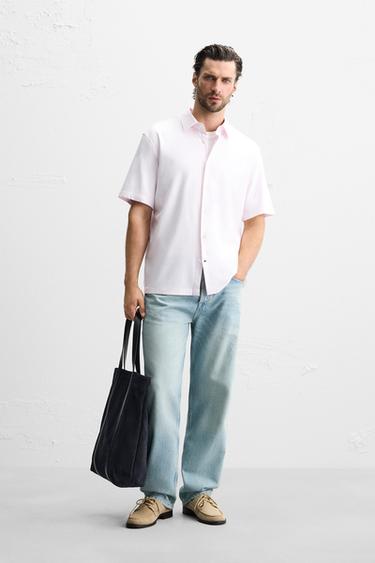 REGULAR FIT SOFT SHIRT - Pink / White by Zara - Image 0