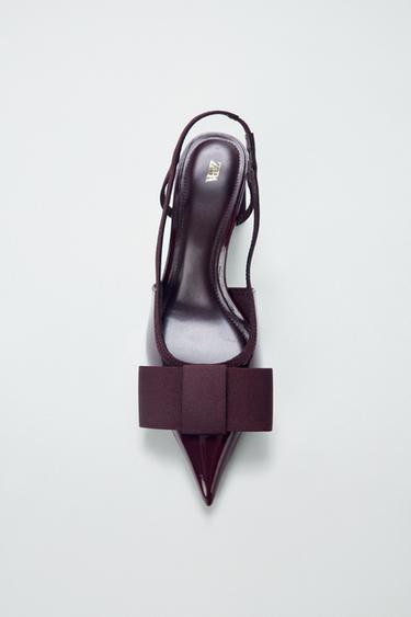SLINGBACK HEELS WITH BOW - Burgundy Red by Zara