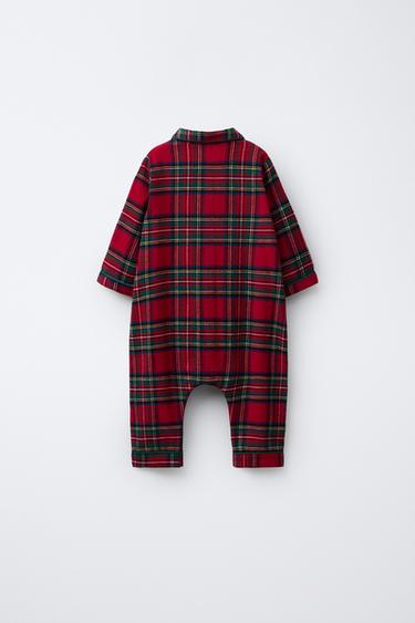 PYJAMA COMBINAISON EN FLANELLE À CARREAUX - Rouge de Zara - Image 1