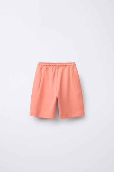 SPORTY INTERLOCK BERMUDA SHORTS - Coral by Zara - Image 1
