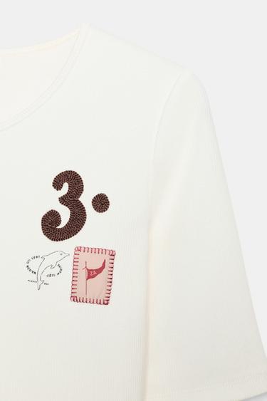 T-SHIRT MANCHES COURTES ÉTIQUETTE - Blanc de Zara - Image 4