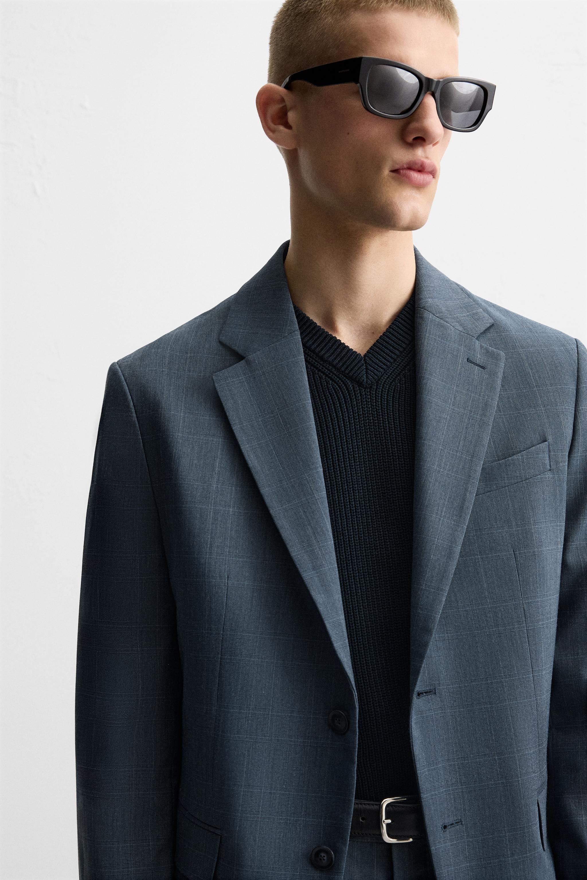 チェック スーツブレザー - ブルー | ZARA Japan / 日本