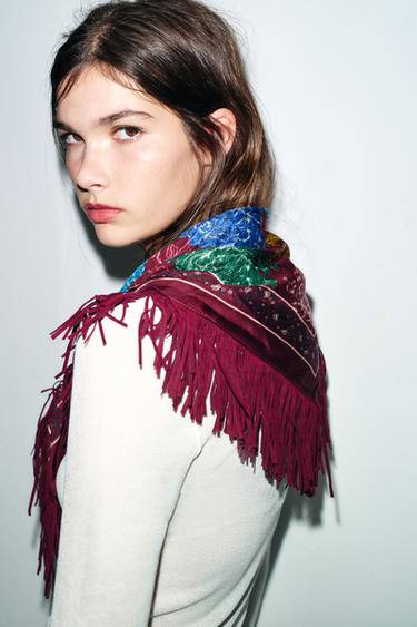 FOULARD IMPRIMÉ AVEC SOIE - Grenat de Zara - Image 2