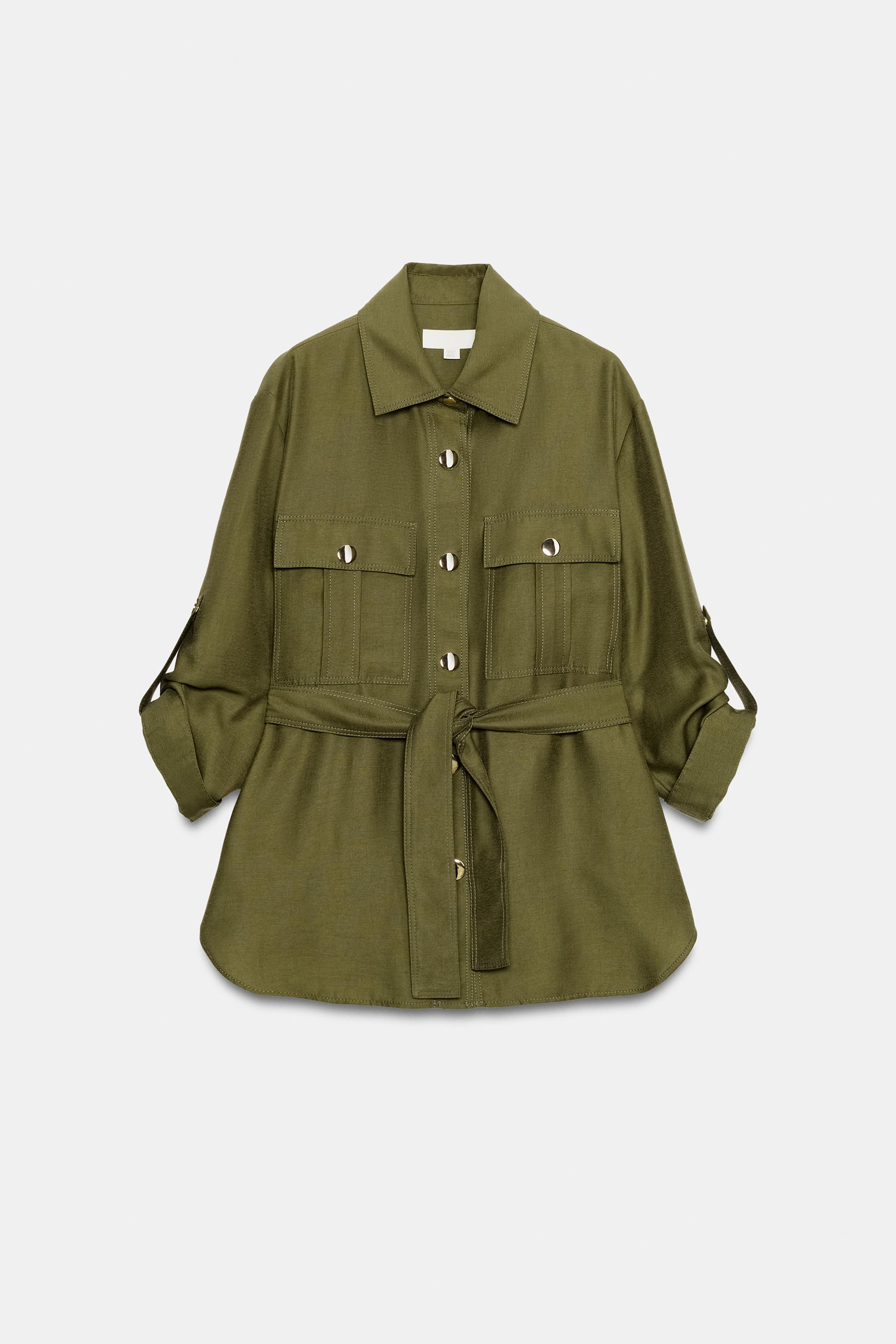 Женские куртки Zara BELTED SAFARI JACKET — фото 8