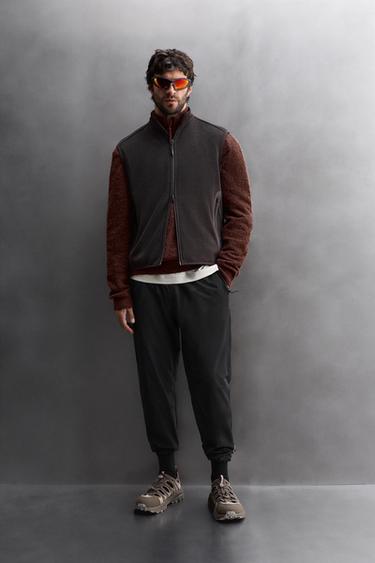 CHALECO PUNTO COMBINADO POLAR - Marrón de Zara - Imagen 0