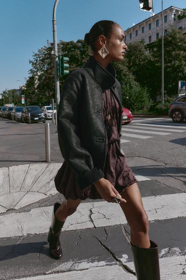 VESTE DOUBLE FACE EFFET DAIM - Noir de Zara - Image 3