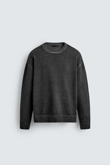 ТРИКОТАЖНИЙ СВЕТР З ЕФЕКТОМ ПОПРАНОСТІ - Чорний Zara