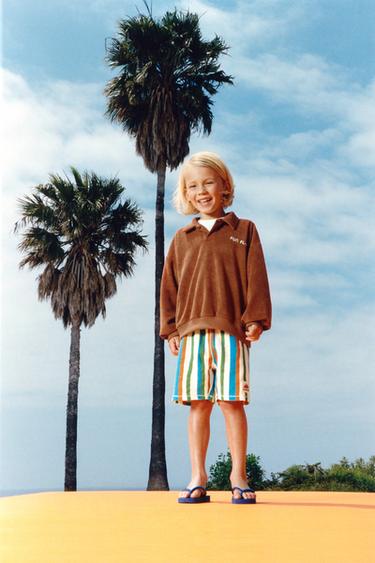 STRIPED BERMUDA SHORTS WITH LABEL - Multicoloured by Zara