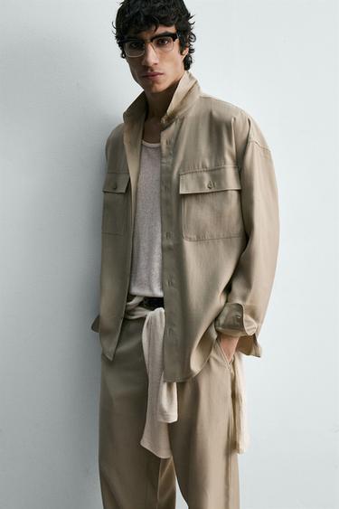 CHEMISE FLUIDE À POCHES - Vert olive de Zara - Image 5