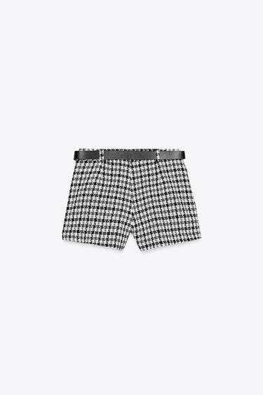 TEXTURED HOUNDSTOOTH SKORT - Ecru / Black by Zara - Image 5