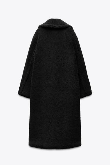 MANTEAU LONG EFFET MOUTON - Noir de Zara - Image 5