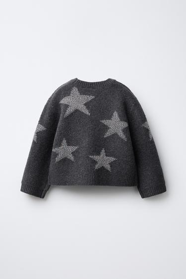 PULL EN MAILLE ÉTOILES BRILLANTES - Gris chiné de Zara - Image 1