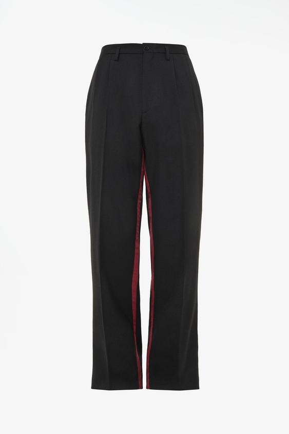 Zara LIMITED EDITION 100% WOOL TUXEDO SUIT PANTS - Black - Image 0