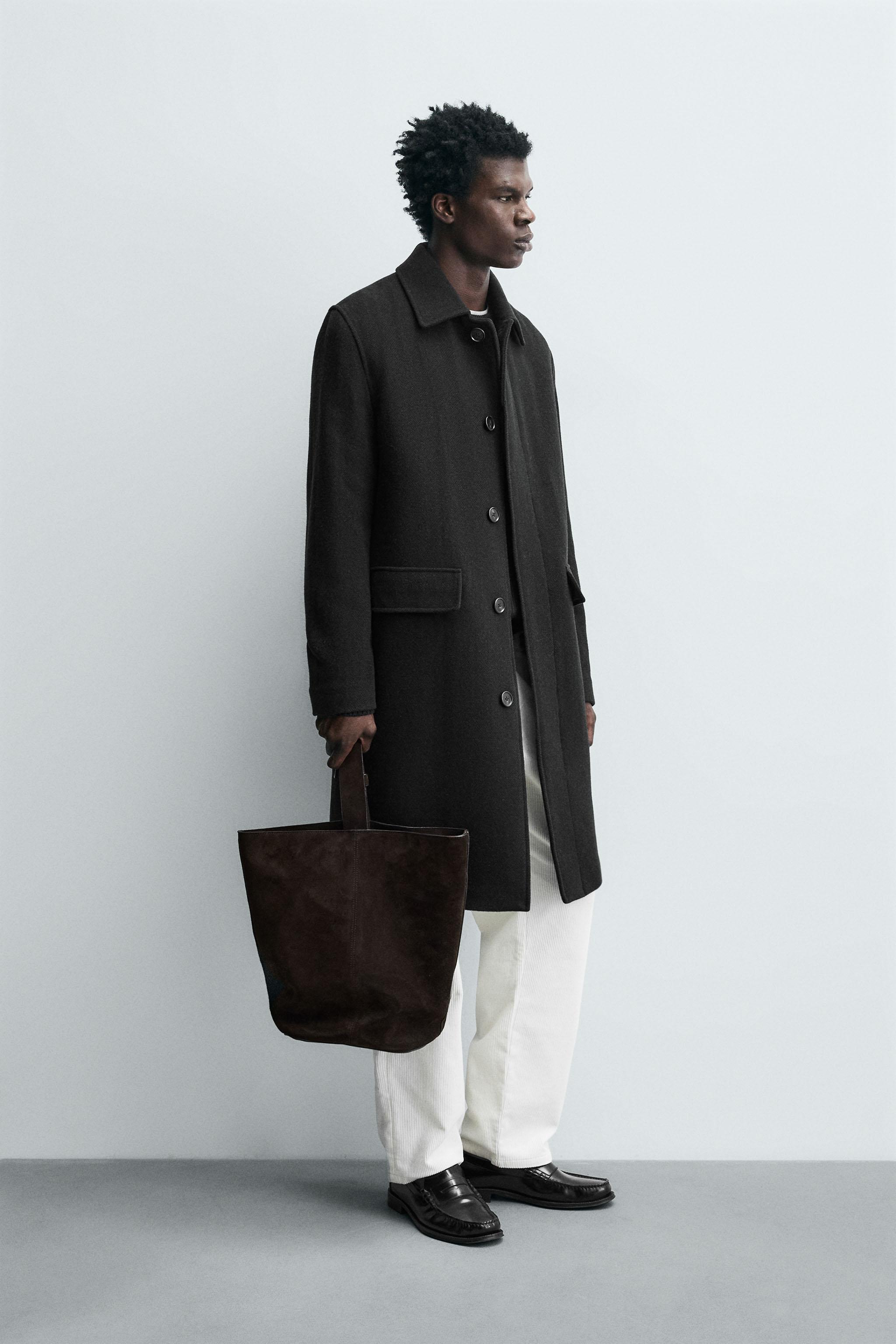 100% WOOL HERRINGBONE COAT