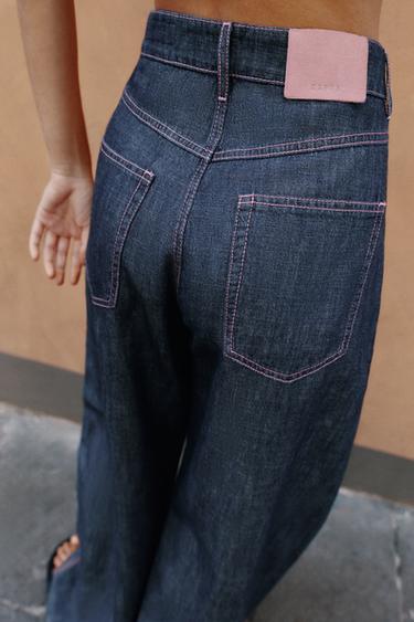 Zara LINEN BARREL PANTS - Indigo